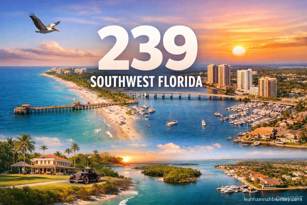 Southwest Florida map showing 239 area code coverage including Fort Myers Naples and Cape Coral regions